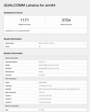 Snapdragon 888+ Geekbench